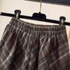 Maillard Retro Plaid Wool A-Line Skirt - Women's Mid-Length for Autumn/Winter
