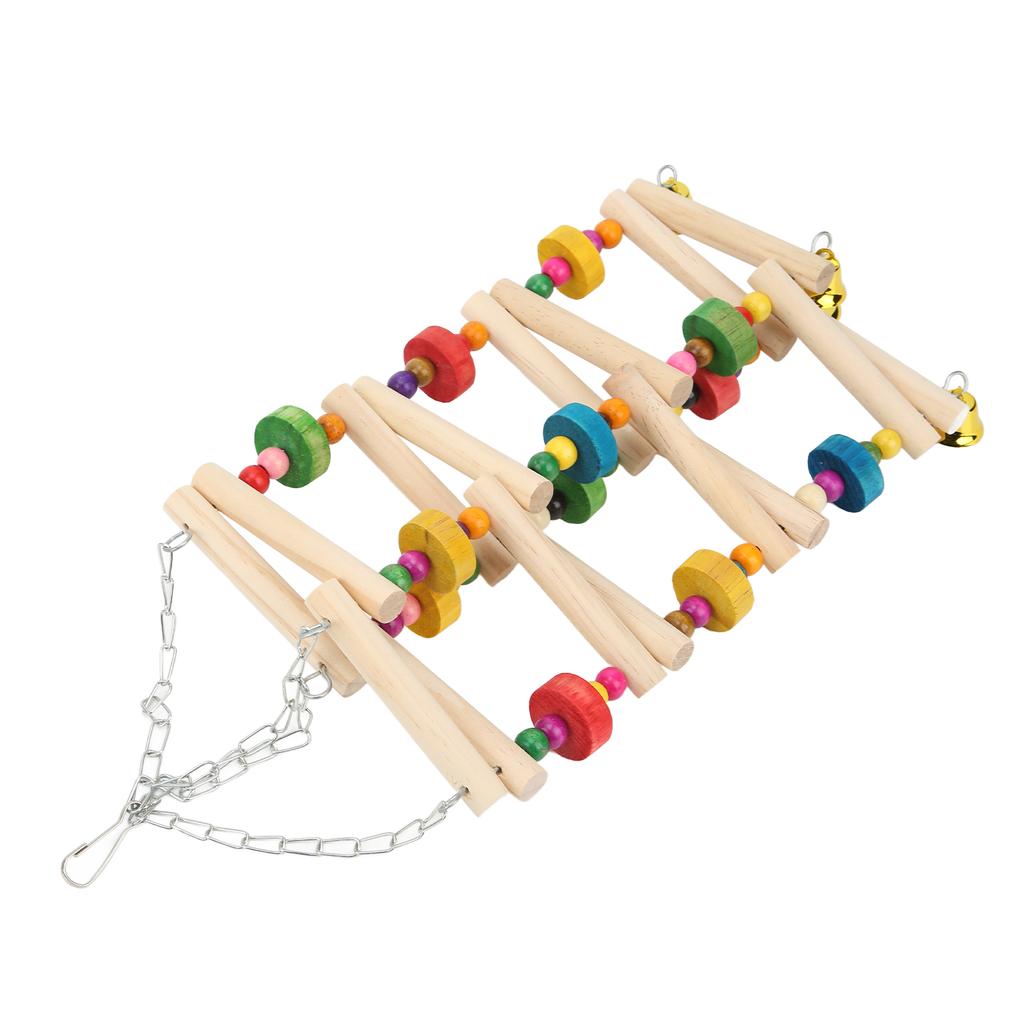 Vogel Kletterspielzeug Holz Bunt Hängend Papageien Knabber Steh Leiter mit Glöckchen für Wellensittiche Wellensittiche