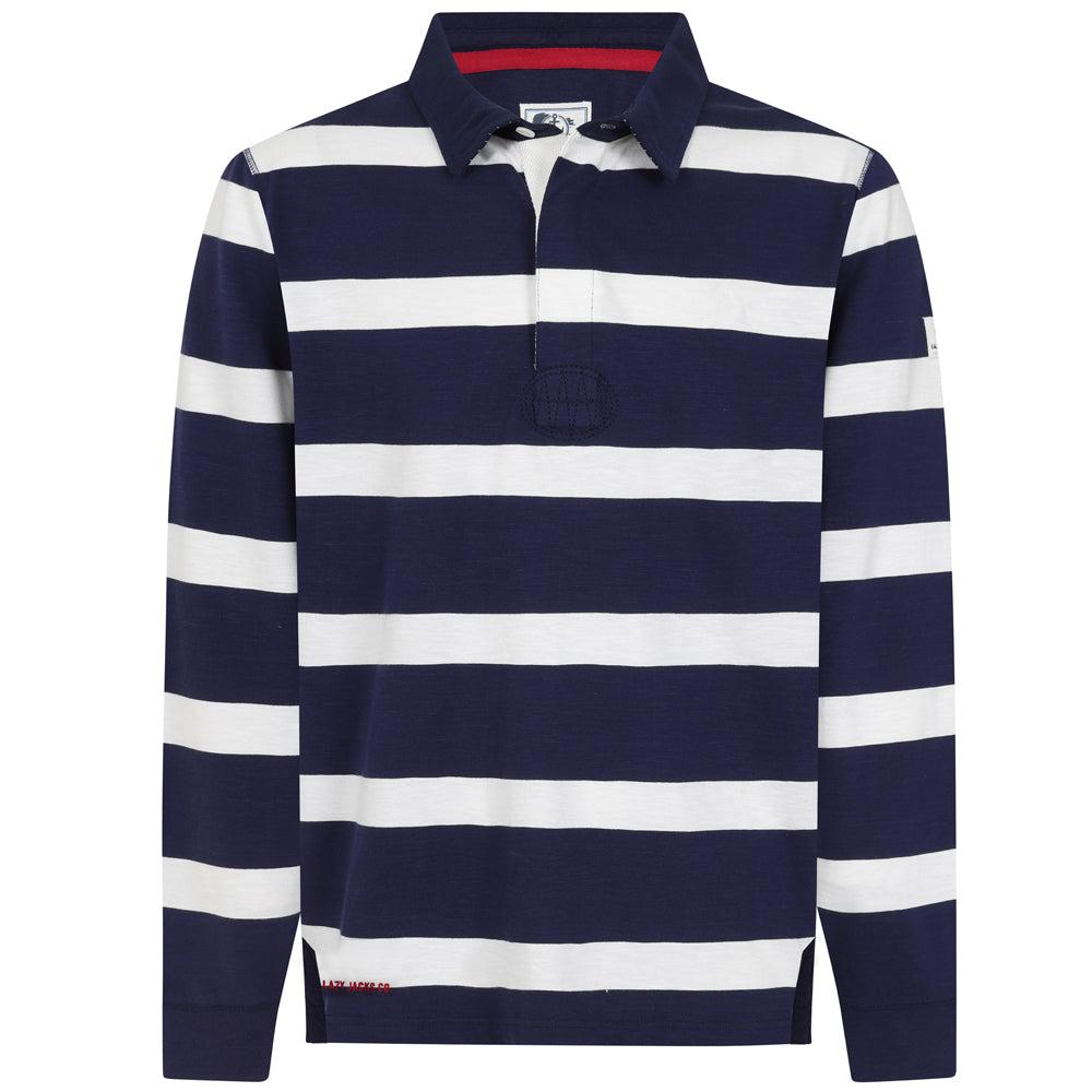 Lazy Jacks Mens Striped Long-Sleeved Rugby Polo Shirt