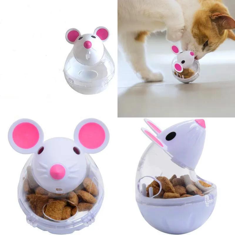 1PC Pet Dog Fun Mouse Bowl Feeder Cat Hrănire Jucării Interactive Pets Tumbler Scurgeri Food Ball Pet Training Exercise Fun Bowl