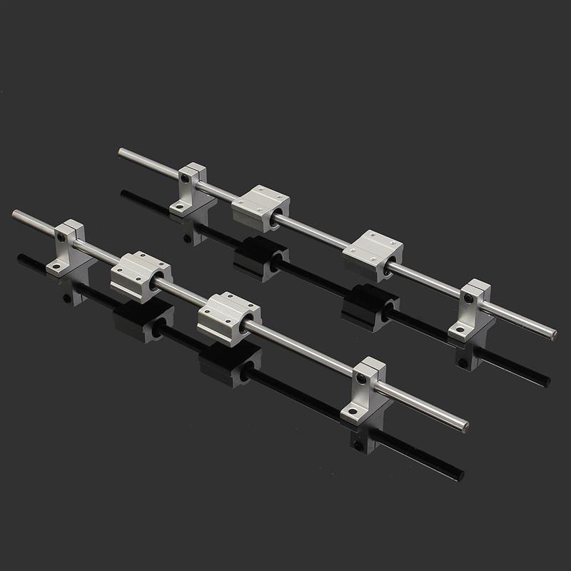 2x Silver 40cm Linear Bearing Support Rail w// Open Linear Motion Block