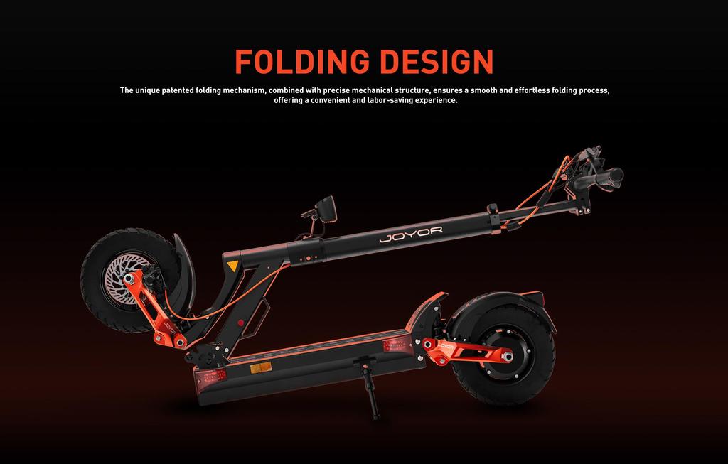 JOYOR T6 48V 18Ah Foldable Electric Scooter, 600W Motor, 70km Range, 25km/h, Off-Road Tires, Hydraulic Suspension for Adults Commuting