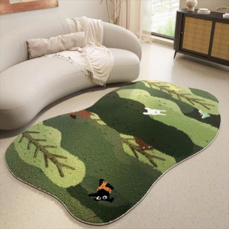 Home Carpet Retro Irregular Shaped Carpet Living Room New Vintage Style Bedroom Cloakroom Floor Mat