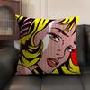 Classic Retro Artist R-Roy Lichtenstein Pillow Case Double-Sided Printing Short Plush Sofa Cushion Cover Bedroom Bedside Pillow