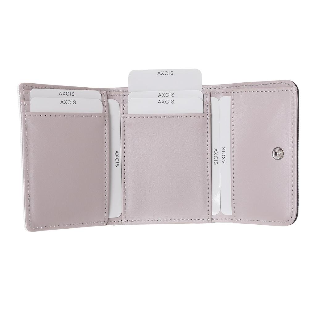 [Coboca+] WC25112 Card Case, Black, Ribbon Attached, 9 Pockets, Pearl-Like Chain, Wallet with Coin Purse, 9cm X 10cm X 3cm, Snap Button Closure