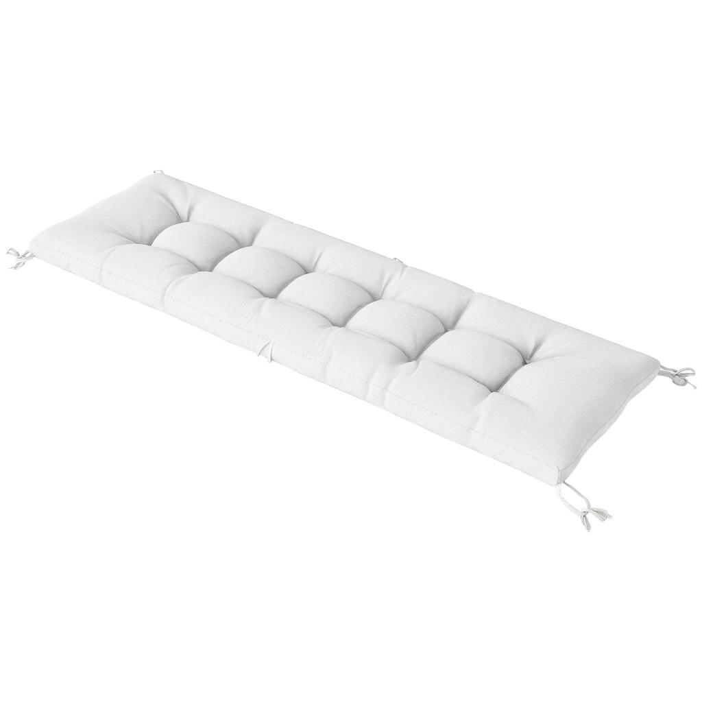 Outdoor Bench Cushion with Fastening Straps UV50+ Protection Slow Rebound Indoor Outdoor 198x65x13 cm Cream