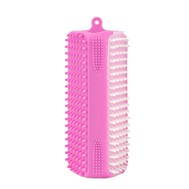 

Soft Silicone Pet Bath Brush Triangle Massage Tool DeepCleaning Removal Effective Pet Hair Silicone Hollow Rubber Cleaning Brush рожевий червоний колір