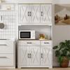 175 cm Tall Kitchen Pantry Cabinet with Microwave Stand, Freestanding Pantry Cupboard, White