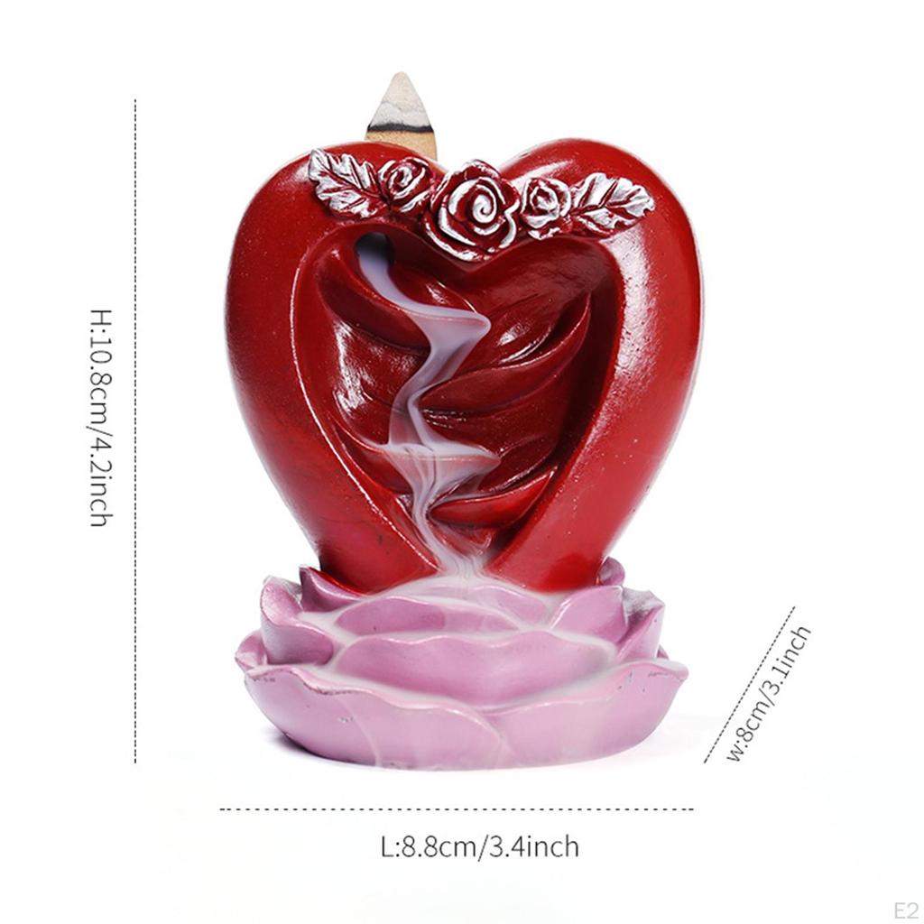Love Shape Backflow Incense Burner Valentine's Day Gift Handicraft 3.4x3x4.2inch Table Decoration