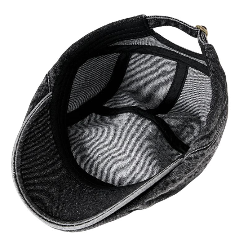 Vintage Washed Denim Flat Cap Dad Distressed Jean Newsboy Hat Men's Casual Style Berets Woman Fashion Ivy Cap