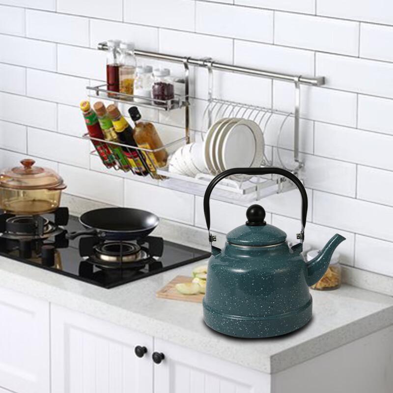 Retro Enamel Kettle with Wooden Handle