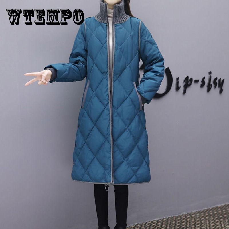 Women's Over-the-knee Jackets, Women's Down Jackets, Mid-length, Large-size Loose and Thick Cotton Jackets