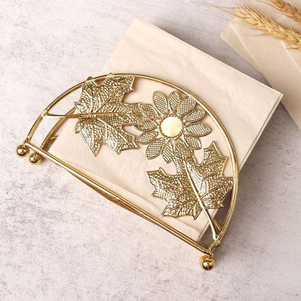 Hollowed-out Design Metal Napkin Holders Flowers&Leaves Tissue Storage Rack  Countertops