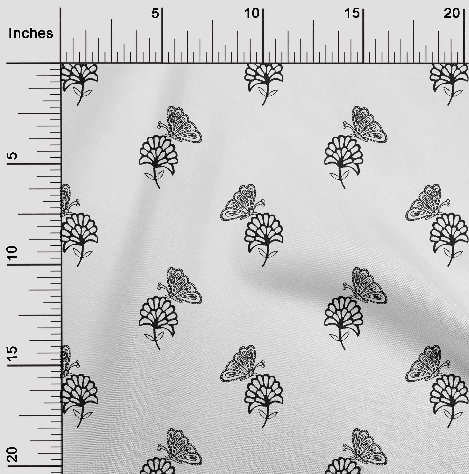 

oneOone Cotton Flex Fabric Floral & Block Print Fabric BTY 40 Inch Wide 42 Inch - Viscose Chiffon білий