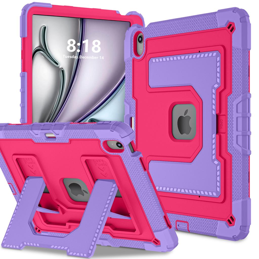 Applicable To iPad Air13-inch Contrasting Color Silicone Folding Bracket, Tablet Protective Case, iPad Air11 Armor Protective Case