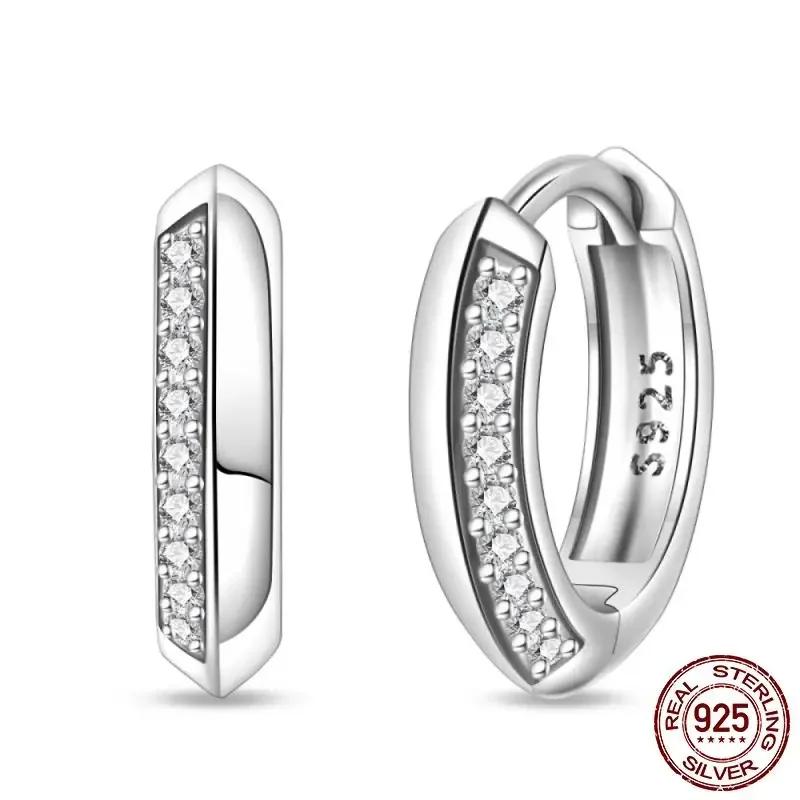 

New 925 Sterling copper Exquisite Four-Leaf Clover Horseshoe Hoop Earrings Women Engagement Wedding Zircon Gift