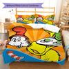 Green Eggs and Ham Pattern Bedding,Quilt Set Quilt Cover Pillowcase Home Birthday Gift (1 * duvet cover + 2 * pillowcase, without core)