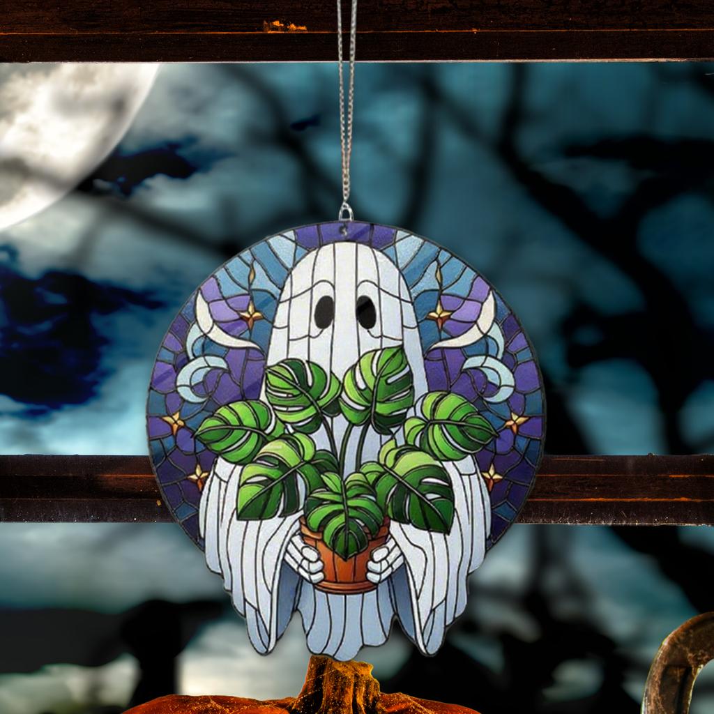 Gotický Duch Lapač Slunce Akrylová Závěsná Ozdoba na Okno Barevný Projektor Stínů Halloweenská Dekorace Strašidelného Domu Rekvizita Ideální Dárek