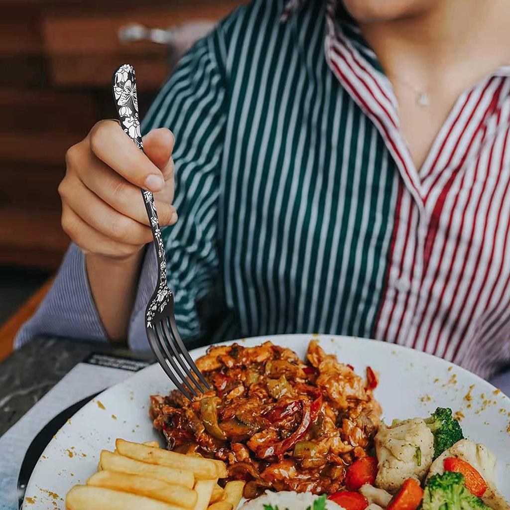 20-Piece Copper Silverware Set, Stainless Steel Flatware Cutlery Set for 4, Unique Tableware Utensil Sets Fork Spoon Knife Set