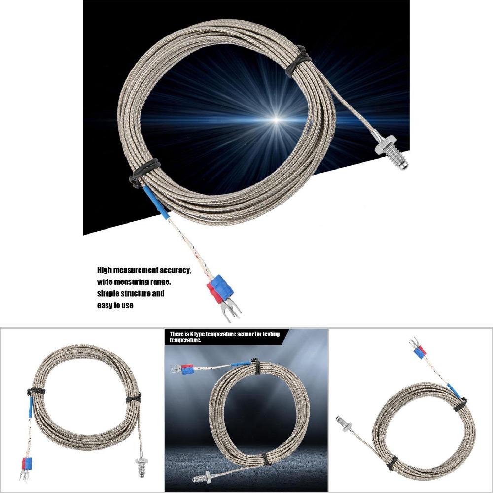 M6 Screw Thread K Type Thermocouple 2 Wire 0-400℃ Thermocouple Probe Fast Response 4M/5M Temperature Sensor 3D Printers