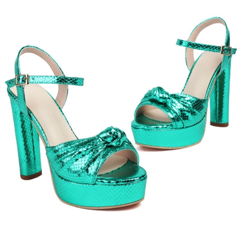 Luxury Gold Women's Sandals Shoes Summer 2025 Sexy Platform Silver Green Pink High Heels Ankle Strap Dance Wedding Shoes Ladies