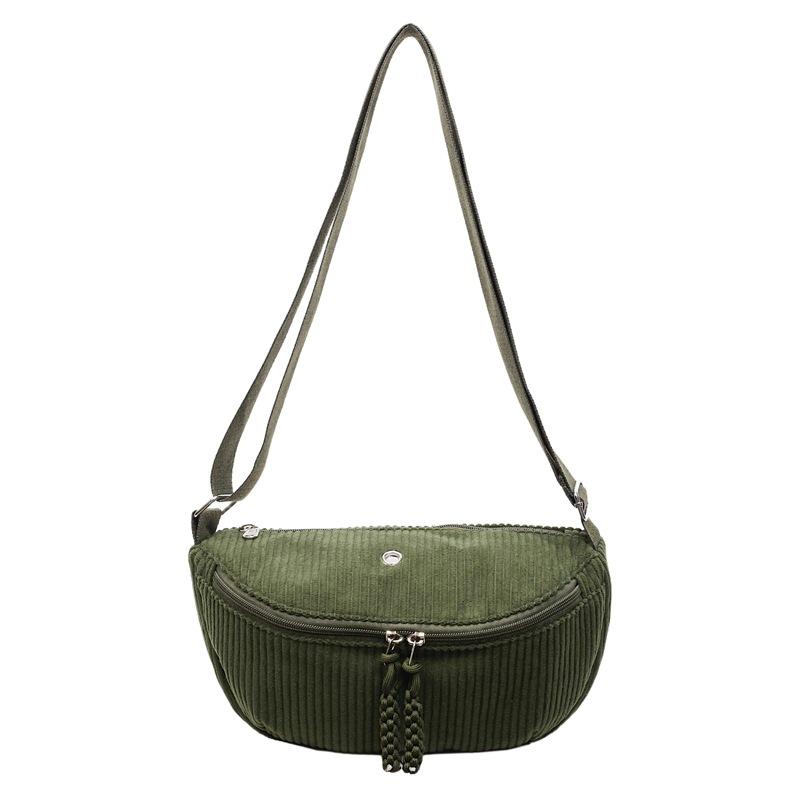 Korean Style Shoulder Bag Fashi Texture and Versatile Crossbody Bags Women Casual Waist Bag Retro Corduroy Simple Versatile