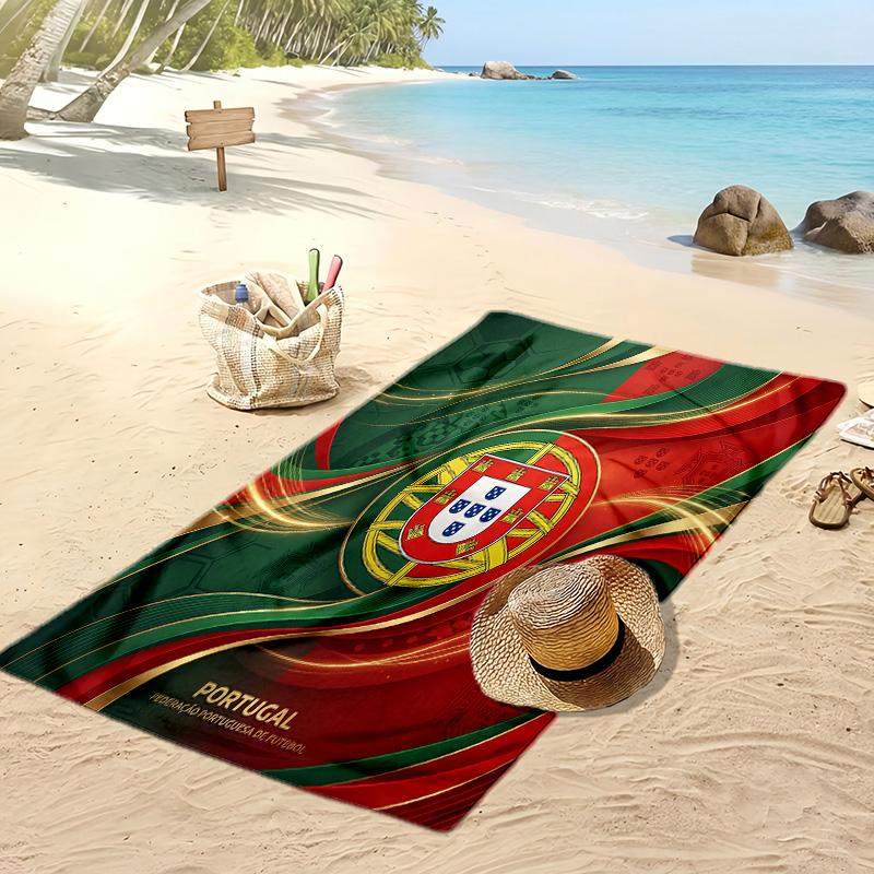 Portugal Fußball Print Strandtuch Schnelltrocknend Super Saugfähig Weiches Badetuch für Schwimmen Strand Reisen Fan Souvenir Geschenk