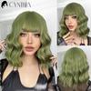 Ombre Blonde Krátká Bob Syntetická paruka pro ženy s ofinou Bílé zlato Body Wave Cosplay Lolita Přírodní tepelně odolné vlasy