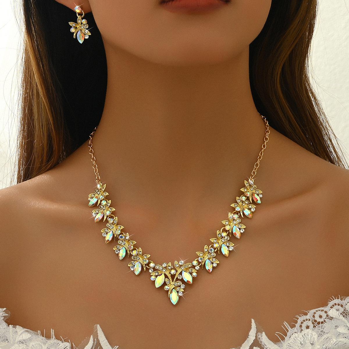 

Atmospheric Bridal Necklace Earrings Zircon Wedding Jewelry