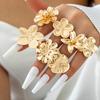 Accessories Cold Wind Metal Flower Ring, Premium Gold Petal Ring Set