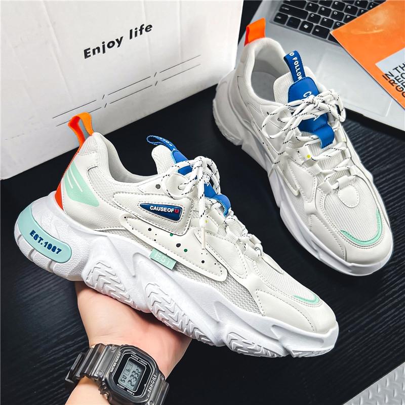 Men's Shoes Are High-end Versatile Casual Teenage Running Travel Sports Thick Soled Height Increasing White Dad Trendy