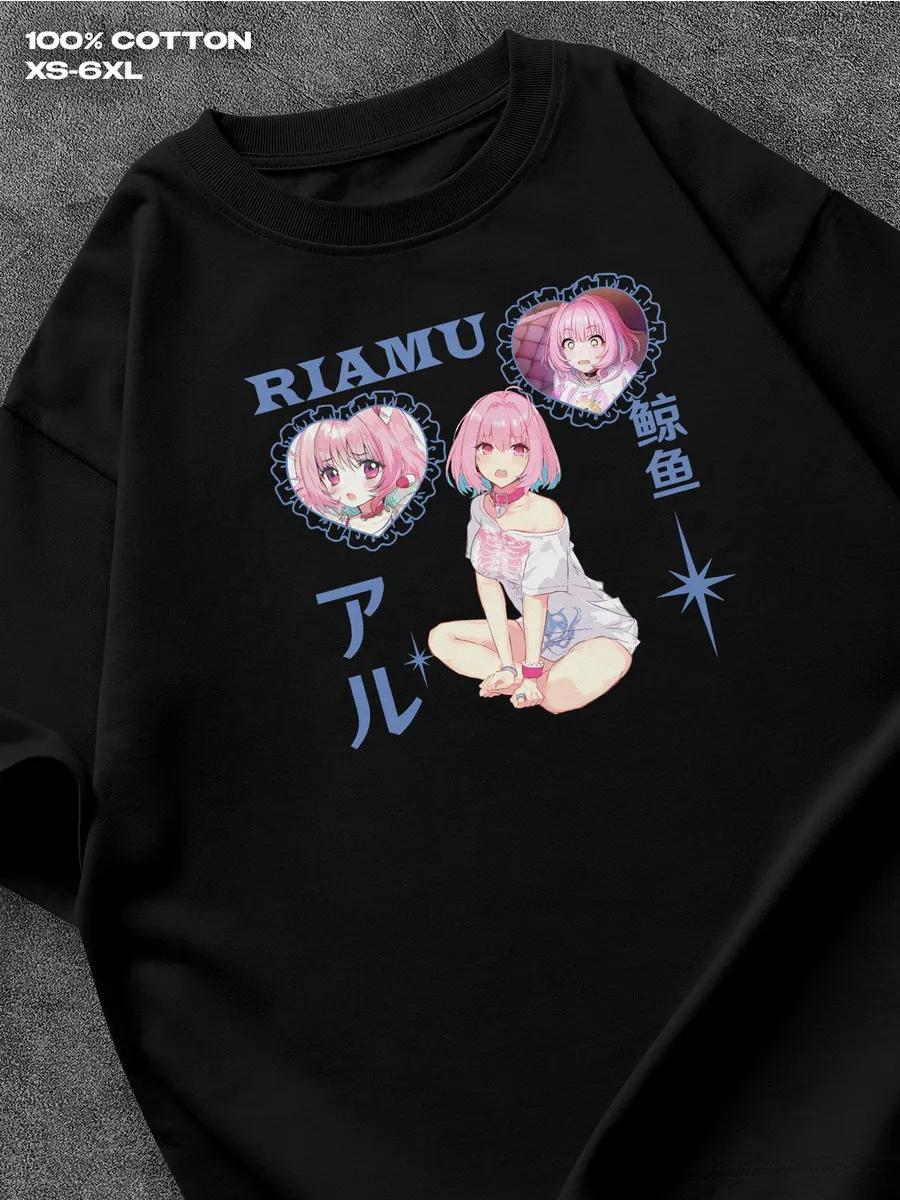 

The Idolmaster Riamu Yumemi black T‑shirt Mens Tshirt Womens Tshirts with Letters Print Short Sleeves T-Shirt Casual Street Tee Shirt Top XXXXL