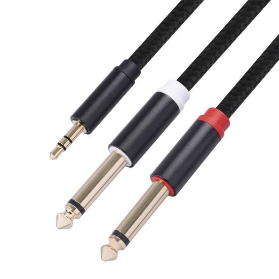 Audiokabel 3,5 mm auf Dual 6,35 mm 1/4 Zoll Stereo Splitterkabel Verstärkeranschluss Audiokabel für PC Laptop Verstärker Mischpult Lautsprecher