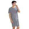 2Pcs/Set Men Pajamas Set O-Neck Short Sleeve T-shirt Elastic Waist Shorts Set Solid Color Home Clothing Suit