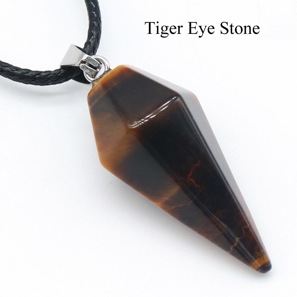 

1 шт. Энергетический натуральный камень конус ожерелье кулон, геометрический стиль рейки исцеление кристалл кулон ожерелья для женщин мужчин рождественские украшения подарки 1Pc/31×14mm