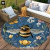 Crystal Velvet Carpet[1pc Bee&Flower Rug] Spring In The Air 1pc Crystal Velvet Round Carpet/Rug/Mat with Bee&Flower Pattern,