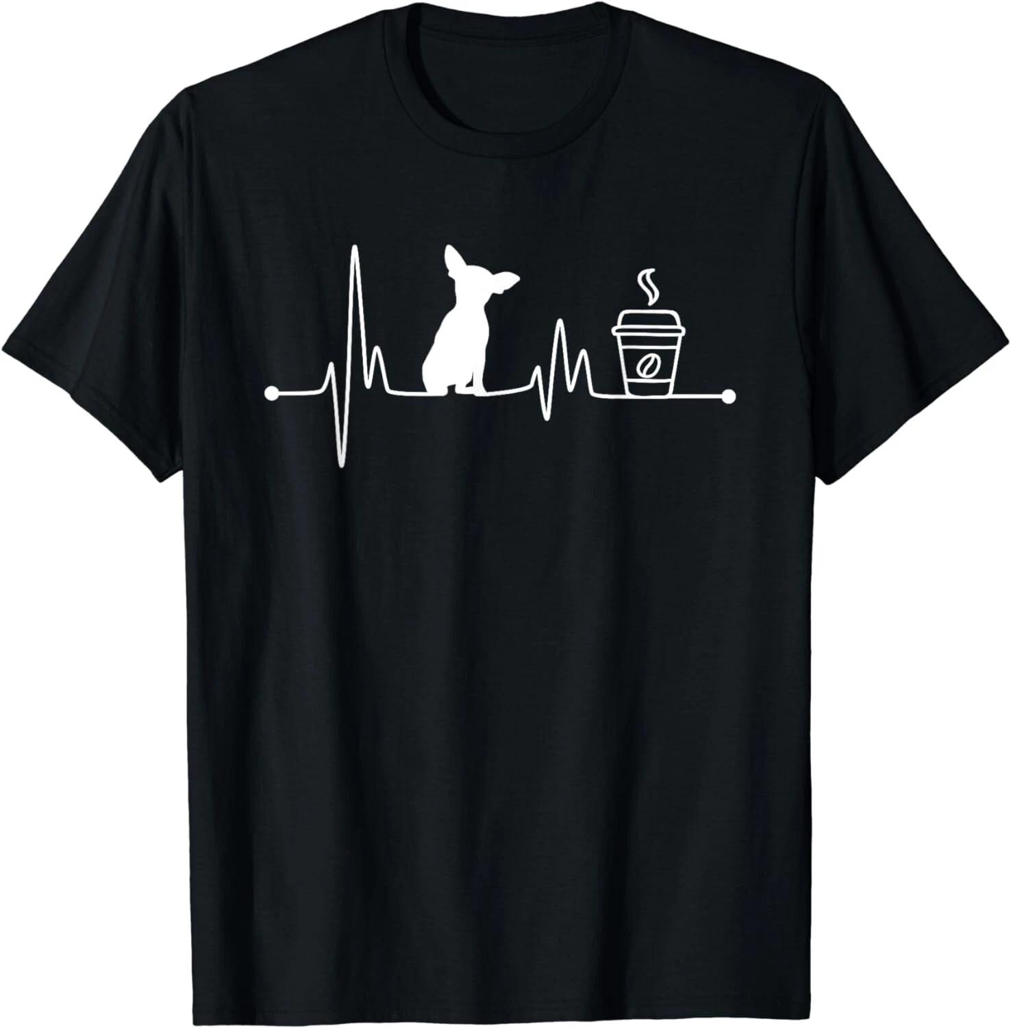 Chihuahua HeartbeaT-Shirt Ekg Pulse Coffee Lover Small Dog Gift T-Shirt S