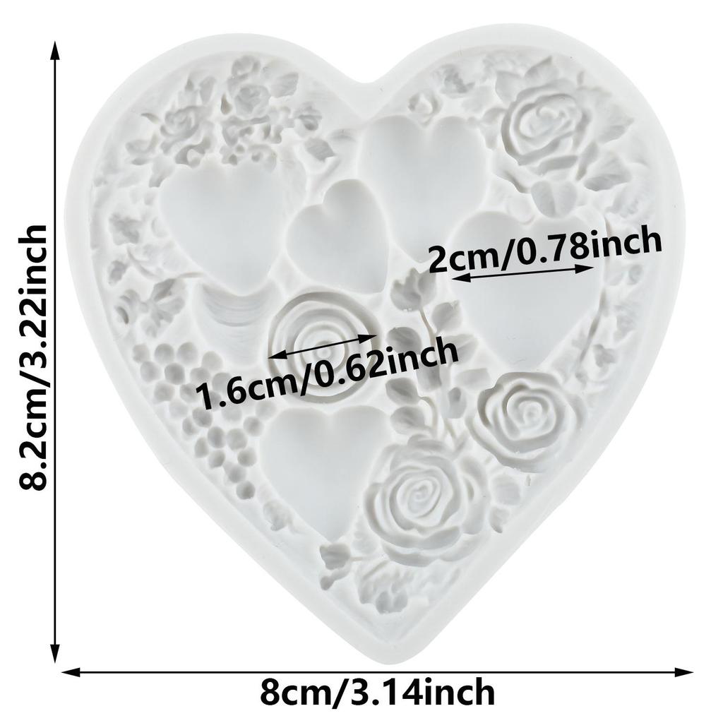 Love Heart Silicone Mold Rose Flower Fondant Molds Cake Decorating Tools Theme Cake Dessert Decorated Chocolate Candy Mold