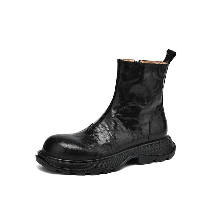 Fashion New Autumn Winter Genuine Leather Women Boots Fashion Chelsea Boots for Women Round Toe Short Boots Platform Shoes Botines Mujer