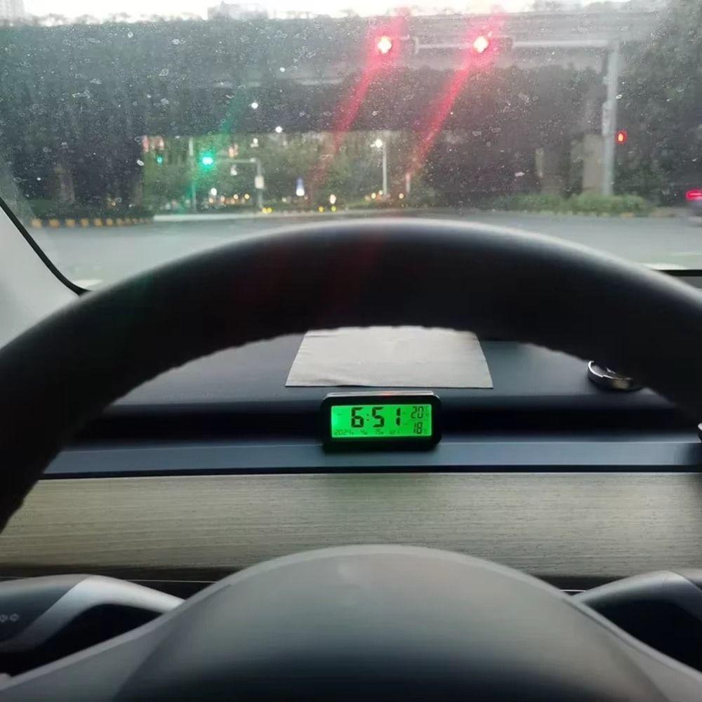 Digital Display Solar-Powered LCD Digital Car Clock Car Thermometer Humidity Gauge  Automotive