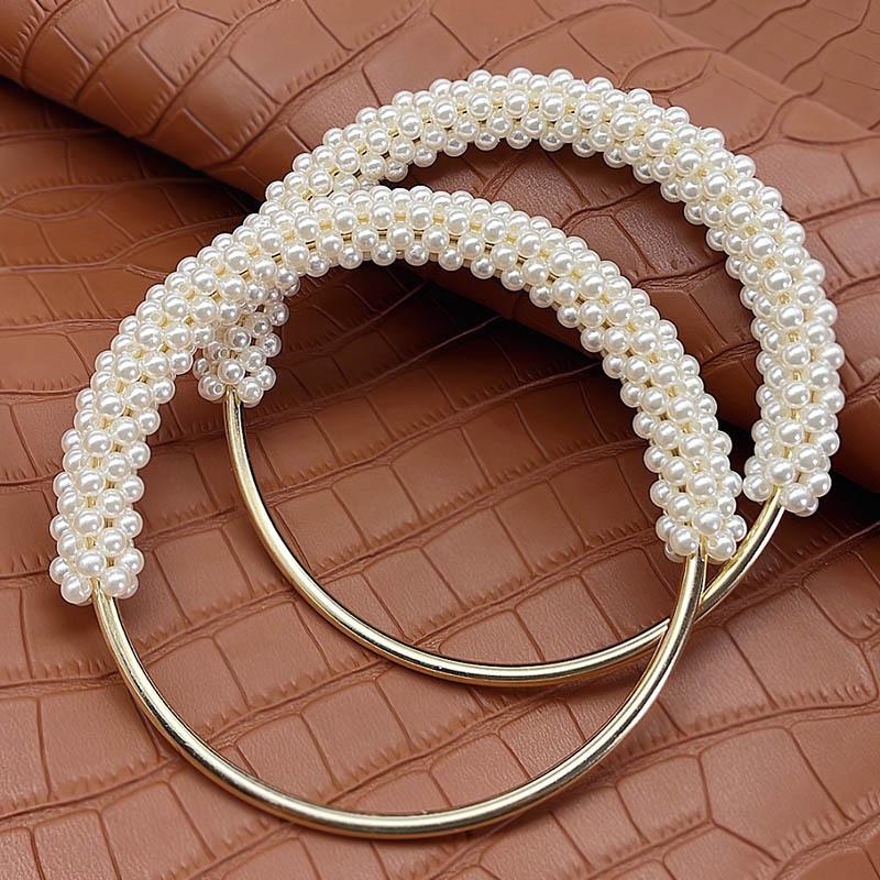 High-Quality Pearl Woven Handmade Bag Handle with Iron Rings