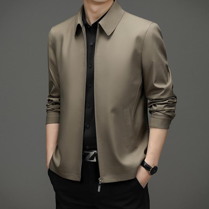 Men's Lapel Jacket Jacket Middle-aged and Elderly Casual Trendy with Dad's Spring and Autumn Fit Top