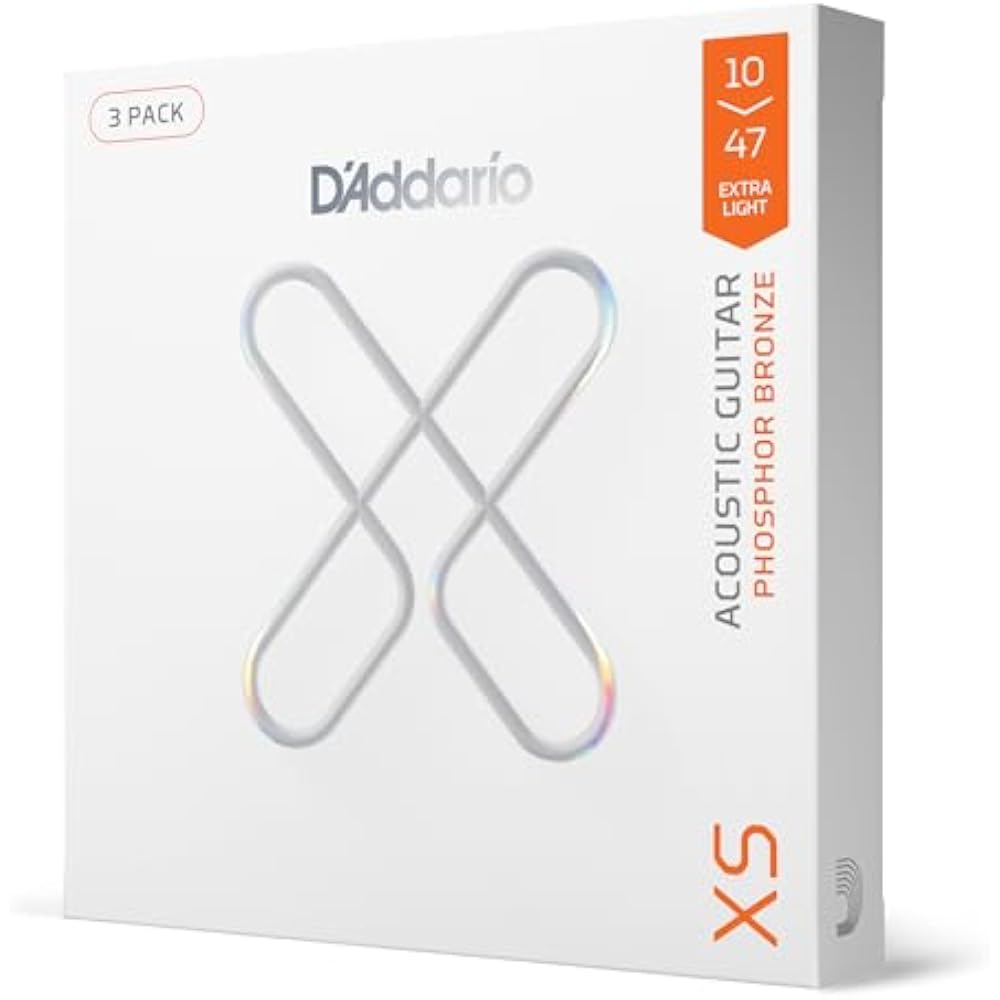 D Addario Daddario Acoustic Guitar Strings XS Coated Strings Phosphor Bronze Extra Light .010-.04...