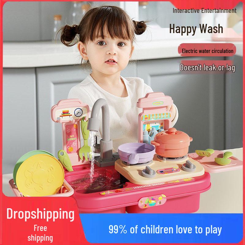 

Children s Electric Dishwasher Toy with Circulating Water and Kitchen Sink Playset