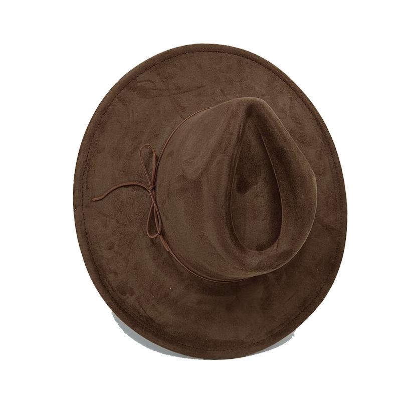 Cappello a Cilindro Piatto Rotondo 9,5 cm in Scamoscio Uomo Donna Cappello da Cowboy Western Cappello Fedora per Feste e Palco Design Autostile Stile Etnico Cappello Superiore
