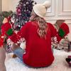 2025 Women's Embroidered Christmas Sweater - European & American Style Crew Neck Pullover with Snowflake and Tree Design