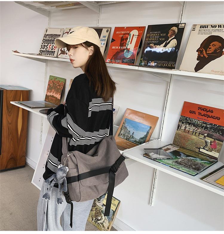 Messenger Bag aus Canvas für Herren mit großem Fassungsvermögen – lässiges, schlichtes Design für Studenten und Jungen