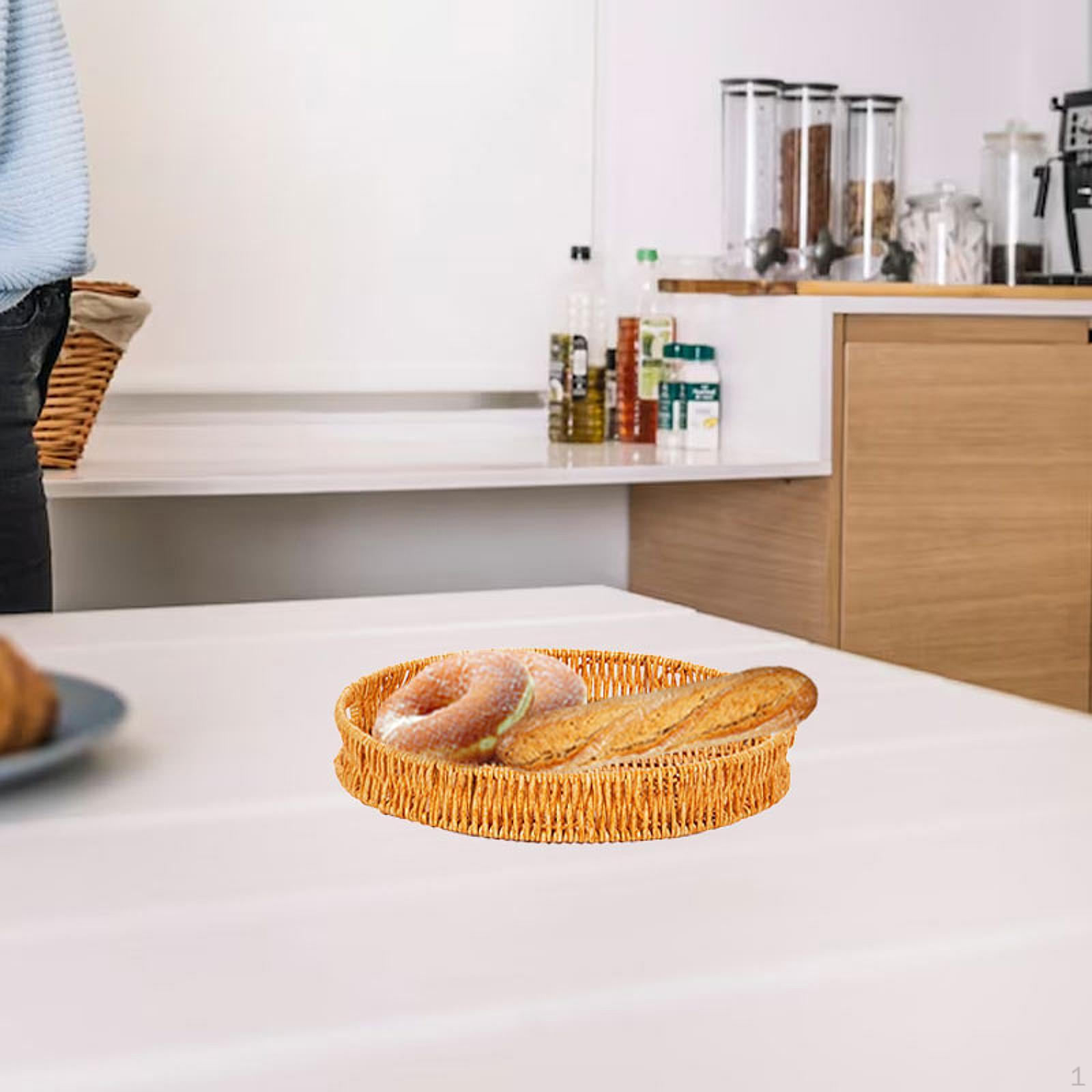 

Имитация ротанга Корзина для хлеба Сервировочная ваза для фруктов Поднос для столешниц 30x30x4cm