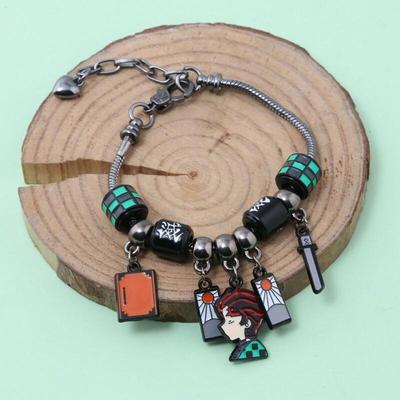 Demon Slayer Bracelet Kamado Tanjirou Peripheral Diy Cartoon Student Simple Anime Creative Fast Girl Holiday Gift