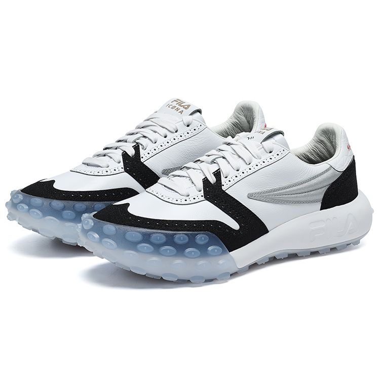 FILA Icona Gara Leather Round Toe Lace-Up Low-Top Casual Shoes Men sneaker Black White F12M223107FWA(S-BOX)